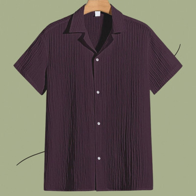 A DEEMOON Men Solid, Self Design Formal Gold Shirt