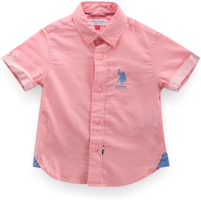 U.S. POLO ASSN. Boys Printed Casual Pink Shirt