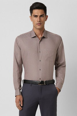 VAN HEUSEN Men Solid Formal Brown Shirt