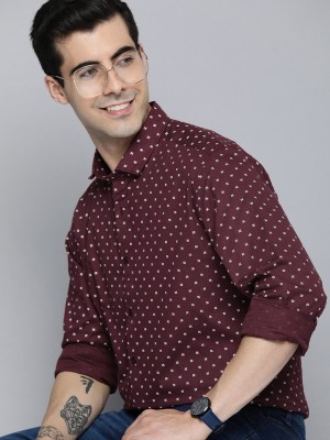 Keshavtrending Men Printed Casual Maroon, White Shirt