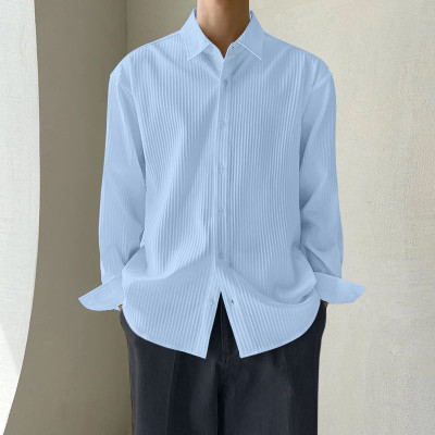 Leriya Fashion Men Striped Casual Blue Shirt