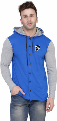 tfurnish Men Solid Casual Silver, Blue Shirt
