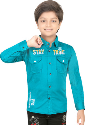 FASHION GRAB Boys Printed Casual Maroon, Blue Shirt