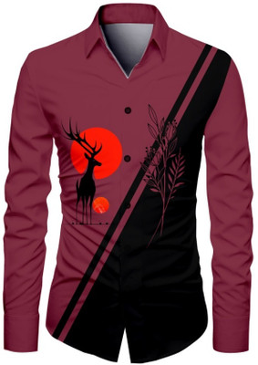 JRKENTERPRISE Men Printed Casual Maroon Shirt