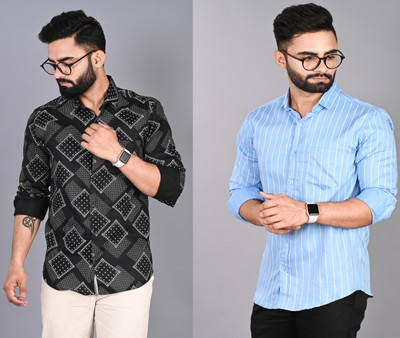 FUBAR Men Printed Casual Multicolor Shirt(Pack of 2)