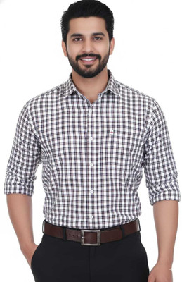 ALEAF Men Self Design Party Brown Shirt