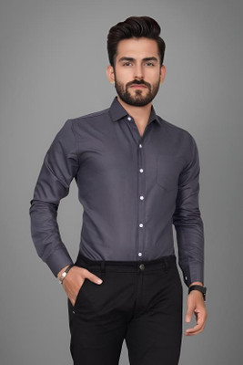 Road Rider Men Solid Formal Grey Shirt