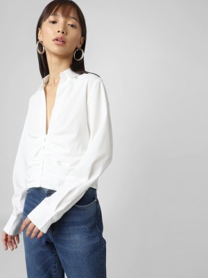 ONLY Women Solid Casual White Shirt