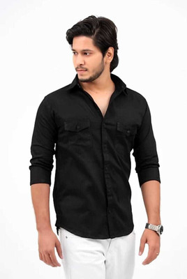 NAVALOOK Men Solid Formal Black Shirt