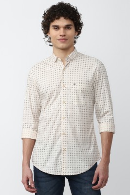 PETER ENGLAND Men Printed Casual Cream Shirt