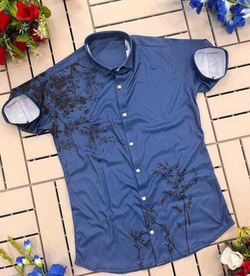 Varni Creation Men Printed Casual Dark Blue Shirt