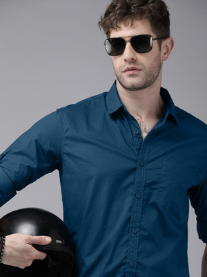 Roadster Men Solid Casual Dark Blue Shirt