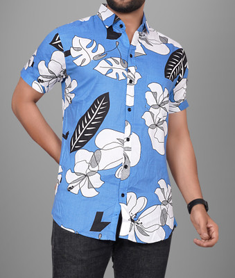 Clusy Men Printed Casual Blue Shirt