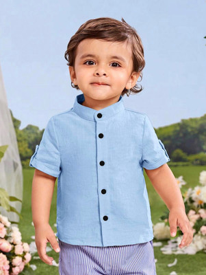 Zarila Boys Self Design Casual Light Blue Shirt