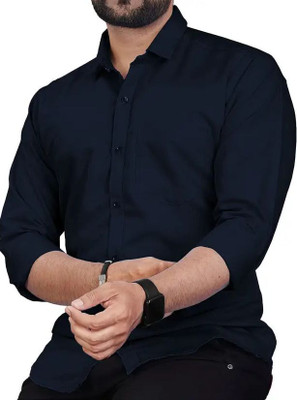 Clyver Men Solid Formal White Shirt