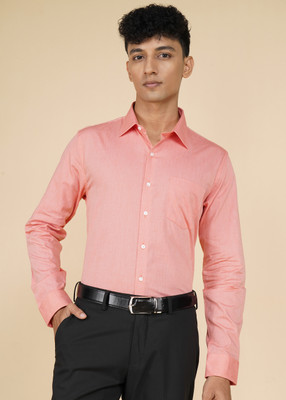 VAN HEUSEN Men Self Design Formal Orange Shirt