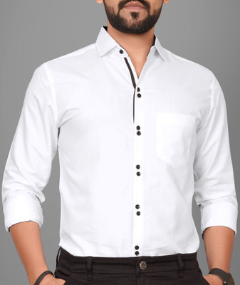 Tyzlo Men Solid Formal White Shirt