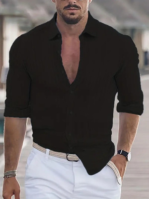 Balkrishna Creation Men Self Design Casual Black Shirt
