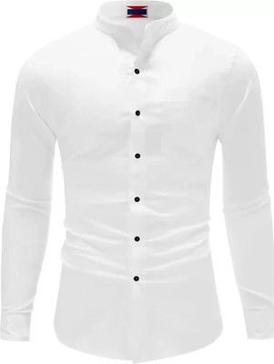 VC Fashion Men Self Design Casual White Shirt