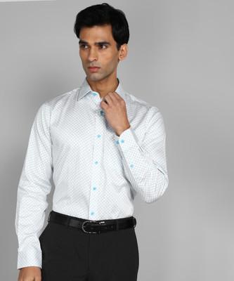 Raymond Men Printed Formal Light Blue, White, Black Shirt