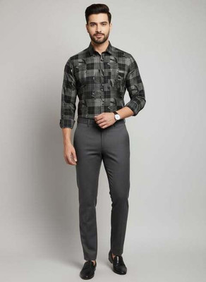 LooksStyle Men Printed Casual Grey Shirt