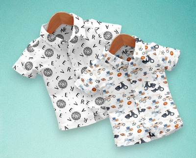 RAVYA TRENDZ Boys Printed Casual Multicolor Shirt(Pack of 2)