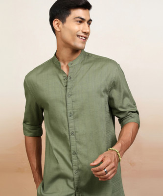 HIGHLANDER Men Striped Casual Green Shirt