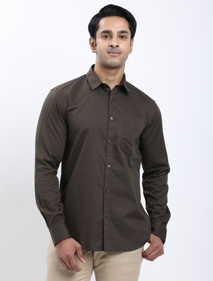 INDIAN TERRAIN Men Solid Casual Green Shirt