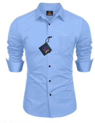 Brindra Fashion Men Solid Casual Blue Shirt