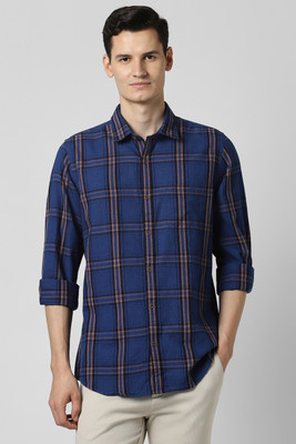 PETER ENGLAND Men Checkered Casual Blue, Black Shirt