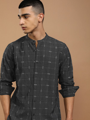 HIGHLANDER Men Checkered Casual Grey Shirt