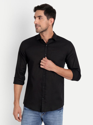 Kalawatia fashion Men Solid Casual Black Shirt