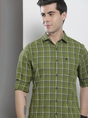 The Indian Garage Co. Men Checkered Casual Green Shirt