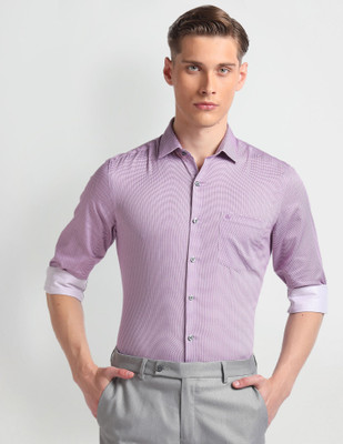 ARROW Men Printed Formal Purple, White Shirt
