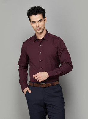 Country Gentleman Men Solid Formal Maroon Shirt