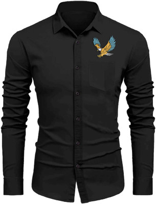 Sanskruti Men Embroidered Casual Black Shirt