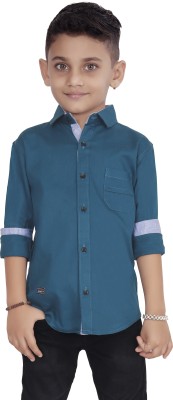SHIVA Boys Solid Casual Blue Shirt