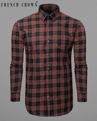 french crown Men Checkered Casual Grey Shirt