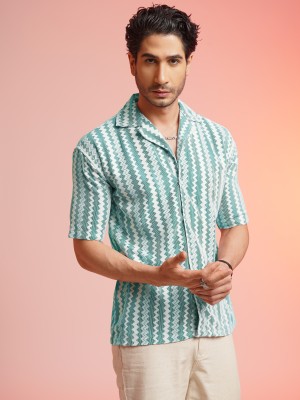 fitoda fashion Men Striped Casual Light Blue Shirt