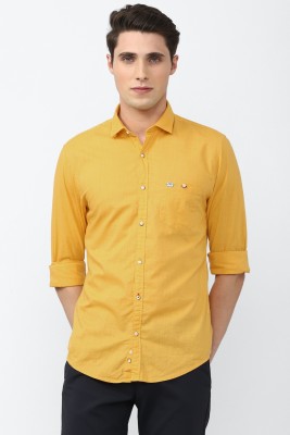 PETER ENGLAND Men Solid Casual Yellow Shirt