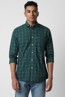 VAN HEUSEN Men Checkered Casual Green Shirt