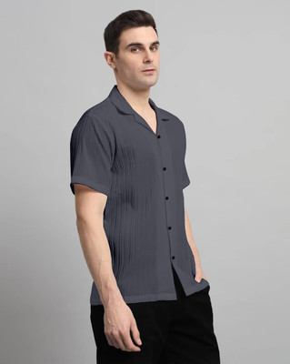 HEMAS LIFESTYLE Men Self Design Casual Grey Shirt
