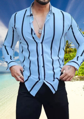 Divybhav Men Striped Casual Blue Shirt