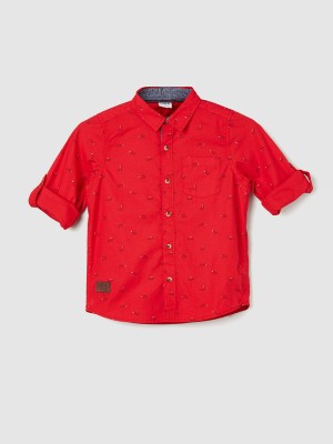 MAX Boys Printed Casual Red Shirt