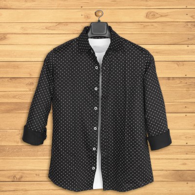 Lasmo Men Printed Casual Black, White Shirt