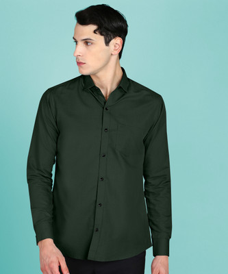LUQATTI Men Solid Casual Dark Green Shirt