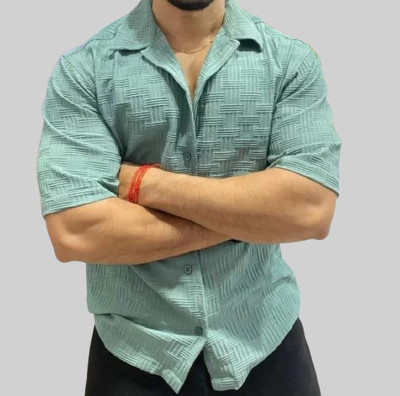 Radiance Creation Men Self Design Casual Green Shirt