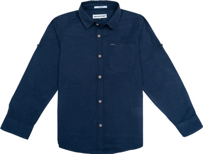 RAW OUTFITTERS Boys Solid Casual Dark Blue Shirt