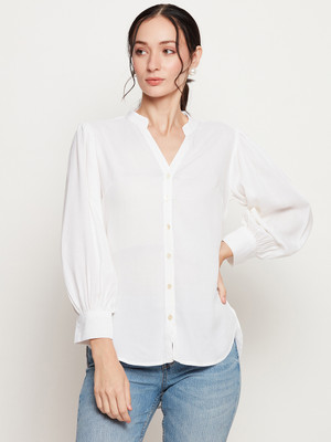 Dressberry Women Solid Casual White Shirt