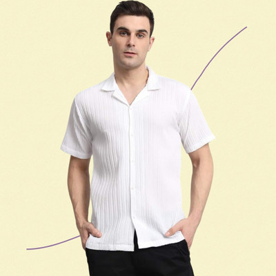 A Rodeiz Men Self Design Casual White Shirt